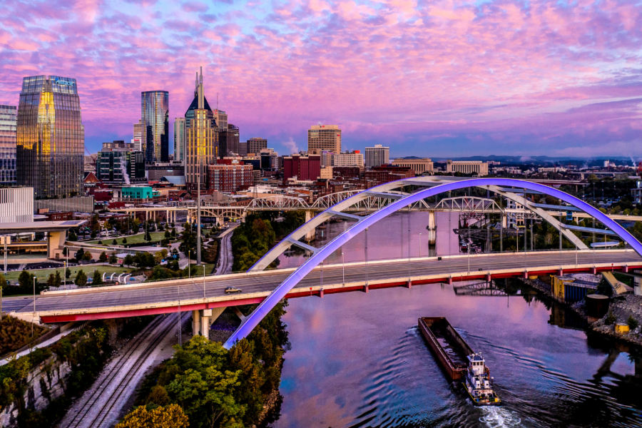 nashville skyline at sunset